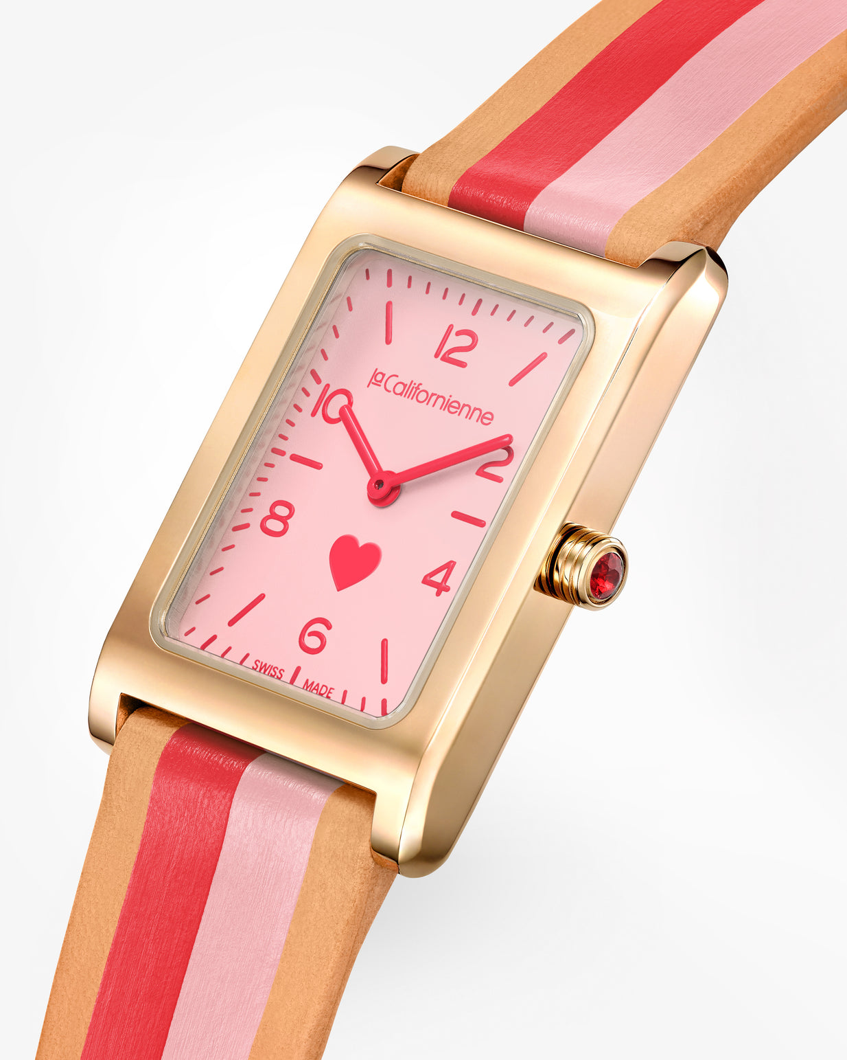 Daybreak — DB-18 in Yellow Gold — Flamingo Fraise Heart / Peony in Yellow Gold Plated