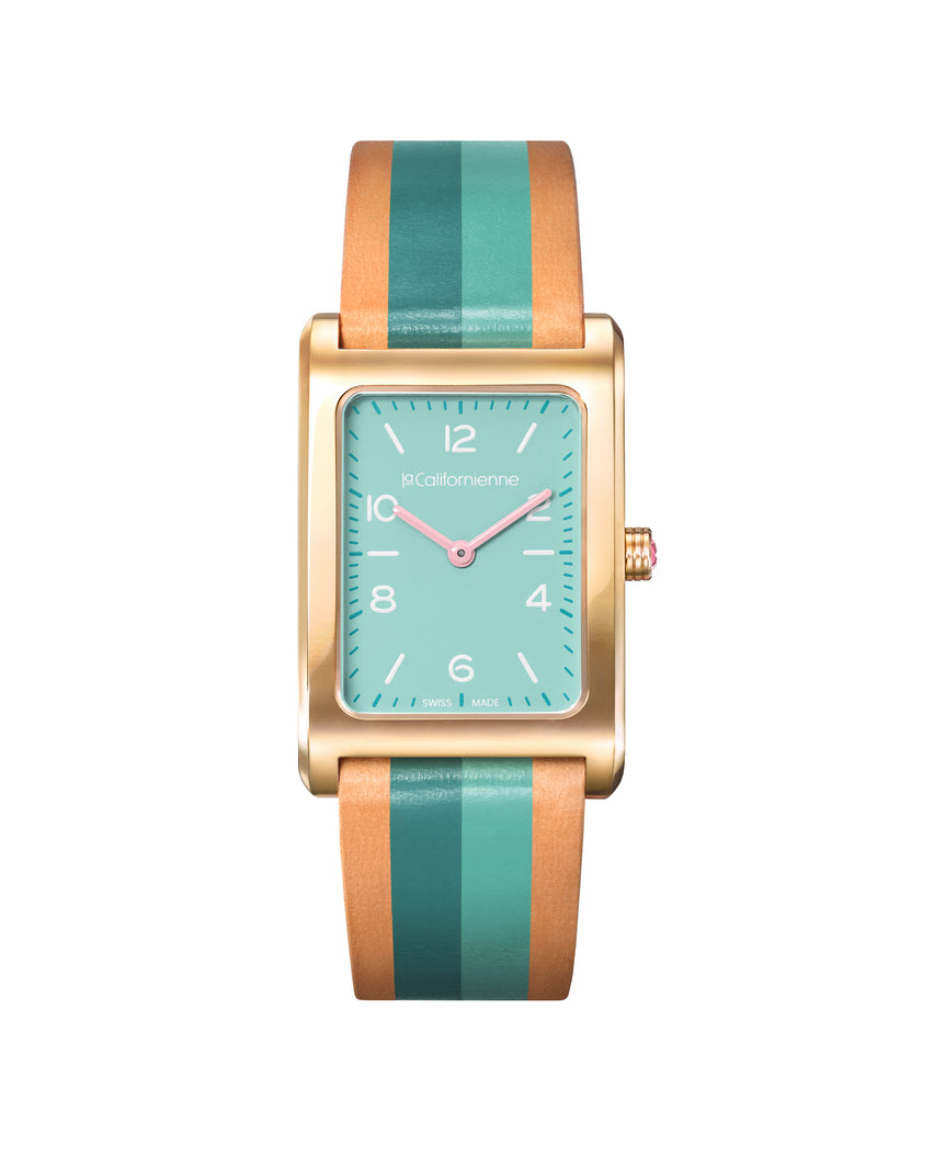 Daybreak — DB-04 Amazonite in Yellow Gold Plated — Light Aqua Blanc Flamingo / Amazonite