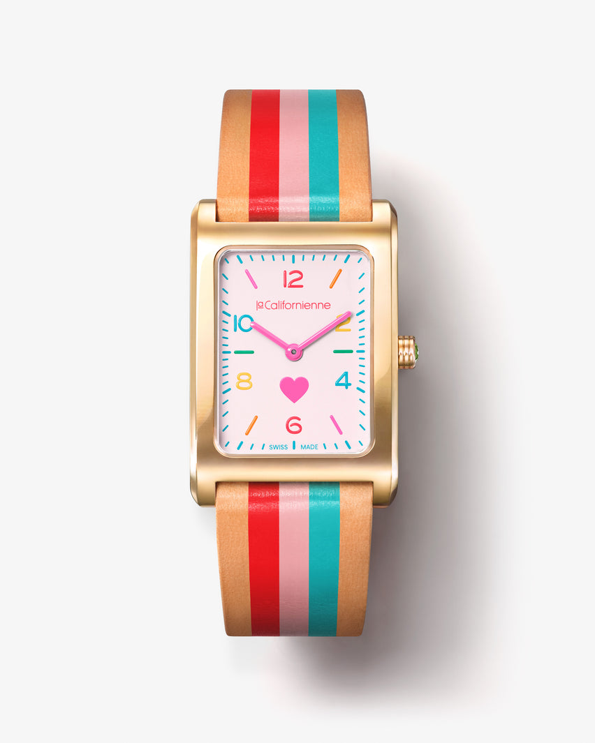 Daybreak — DB-08A Cruz in Yellow Gold— Pastel Rainbow Pink Heart / Cruz
