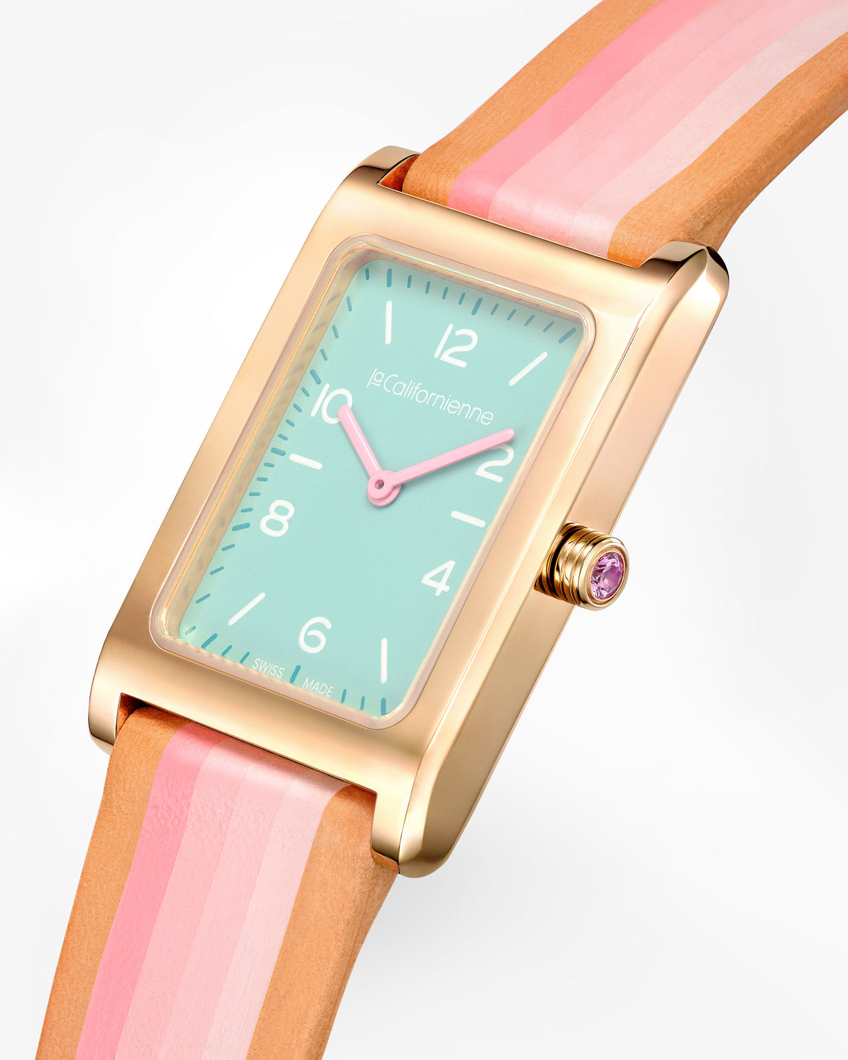 Daybreak — DB-04 Pink Ombré in Yellow Gold — Light Aqua Blanc Flamingo / Pink Ombré